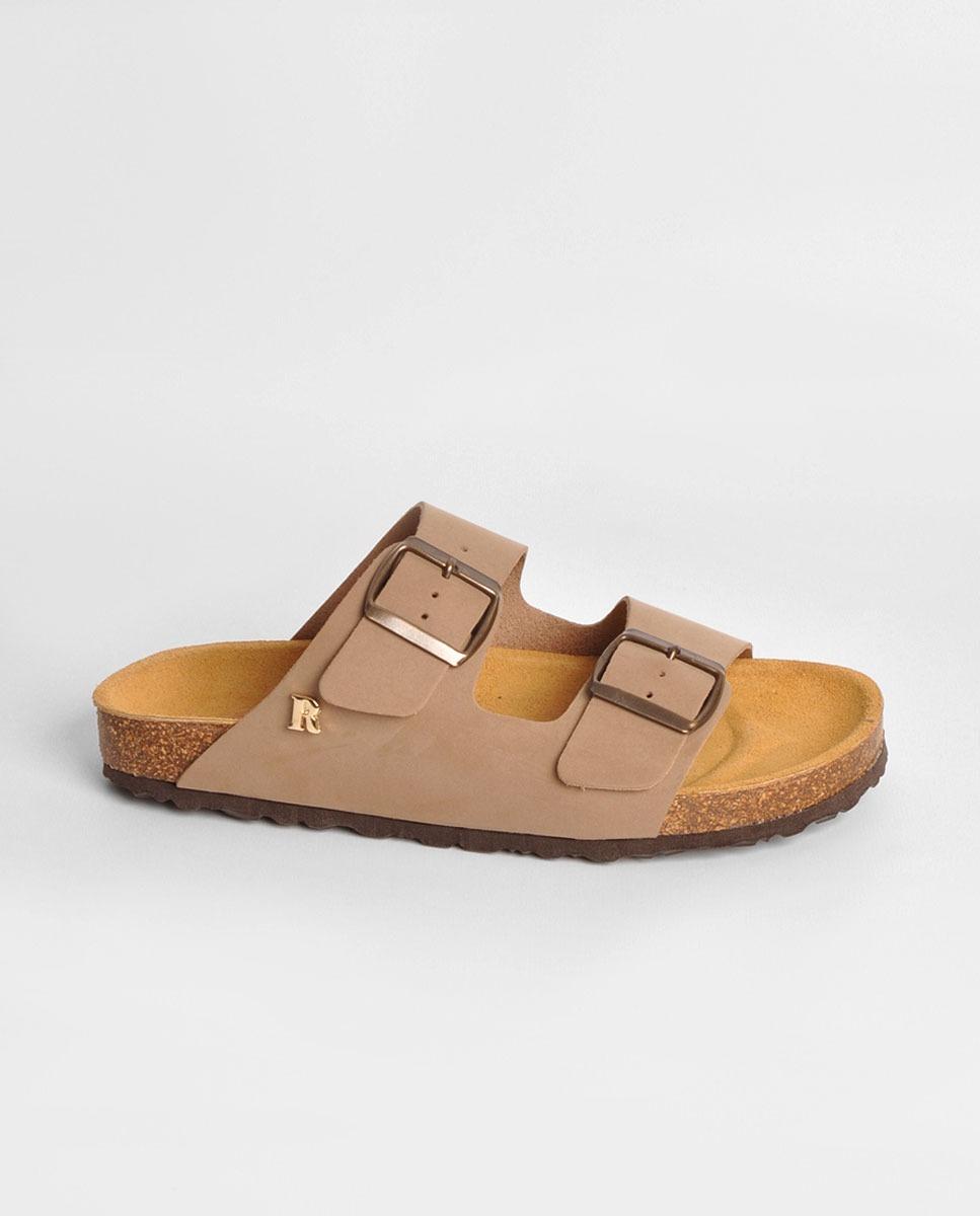 Chinelo em Nobuck Taupe-1