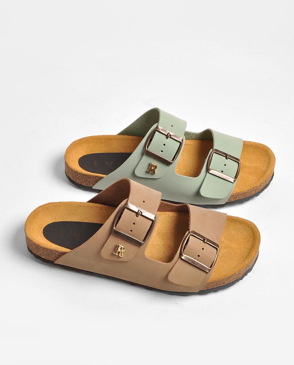 Chinelo em Nobuck Taupe-2