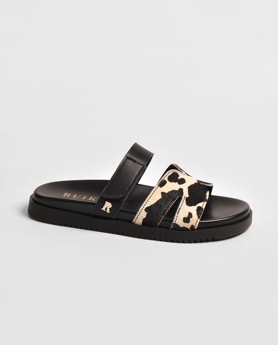 Imagem 0 de Chinelo em Pelo de Vaca Preto