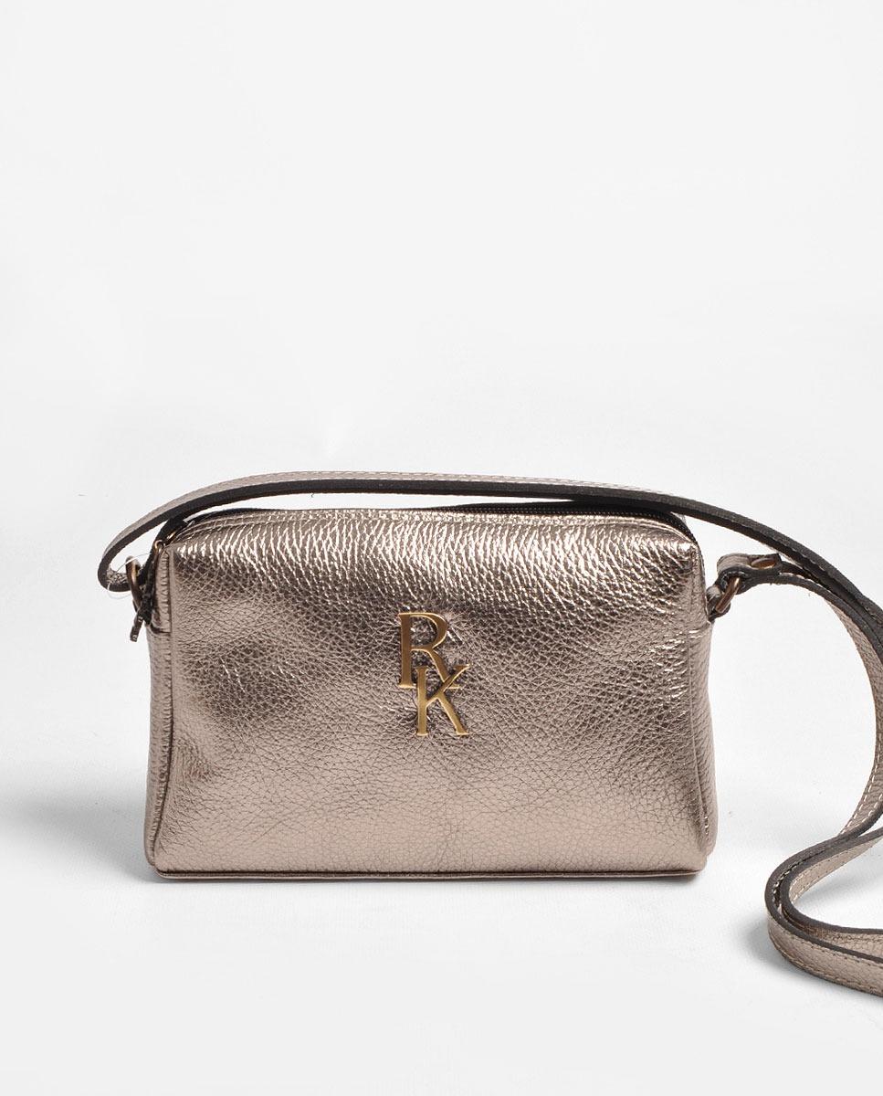 Imagem 0 de Mala Pequena em Pele Laminado Chumbo Claro