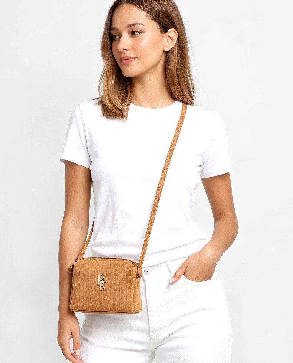 Mala Pequena em Suede Sacco Taupe-2