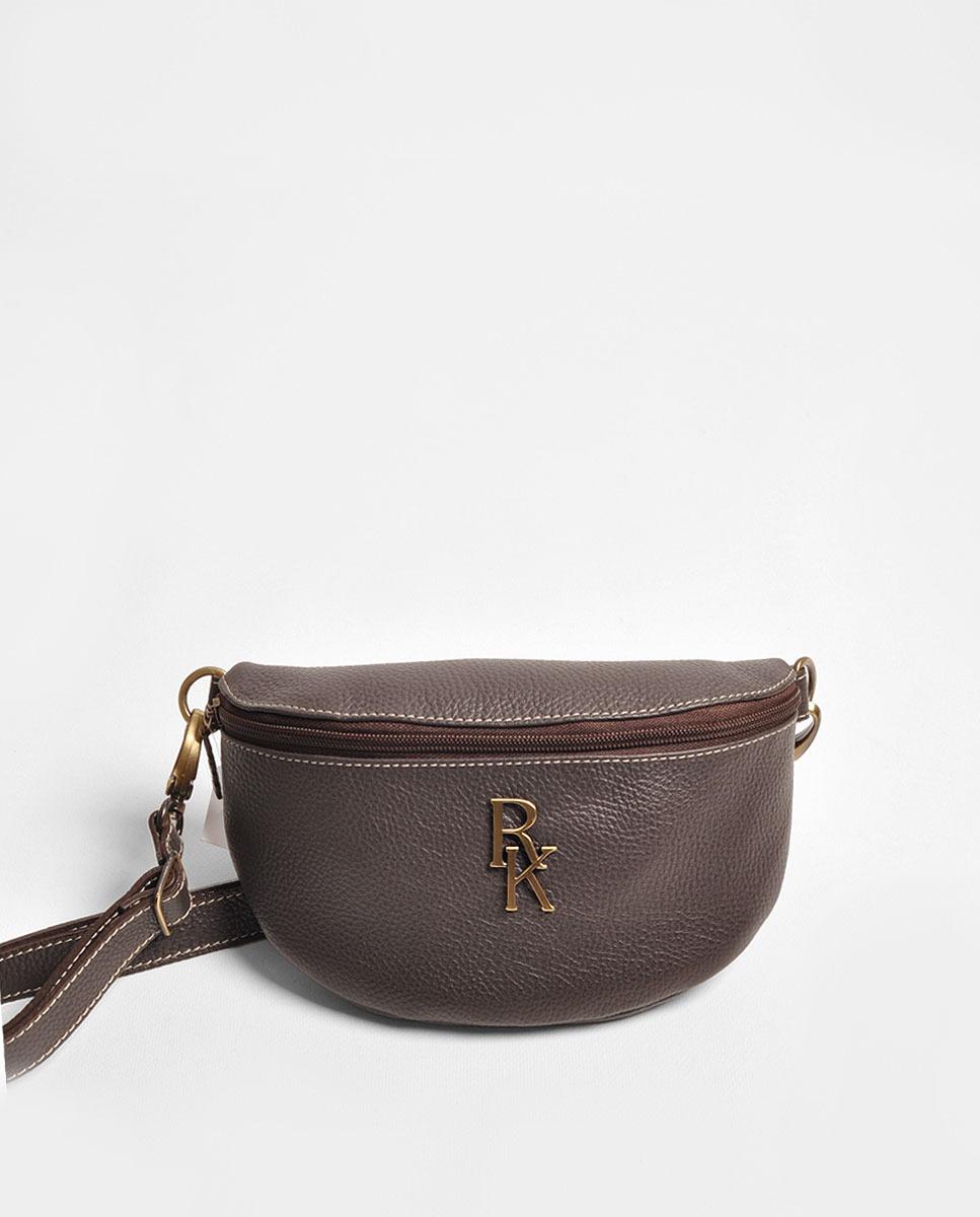 Imagem 0 de Bolsa de Cintura Pequena em Pele Castanho