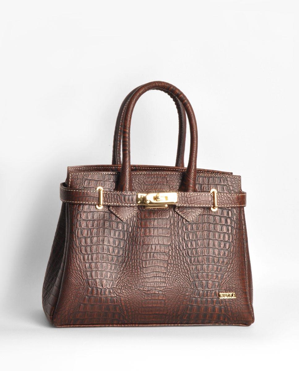 Imagem 0 de Mala Média em Pele Iguana Castanho