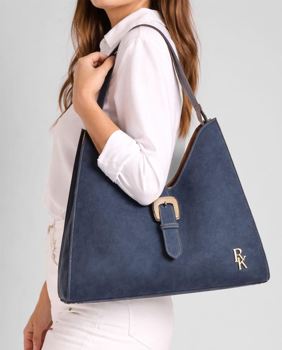 Mala Média em Suede Navy Azul-marinho-2