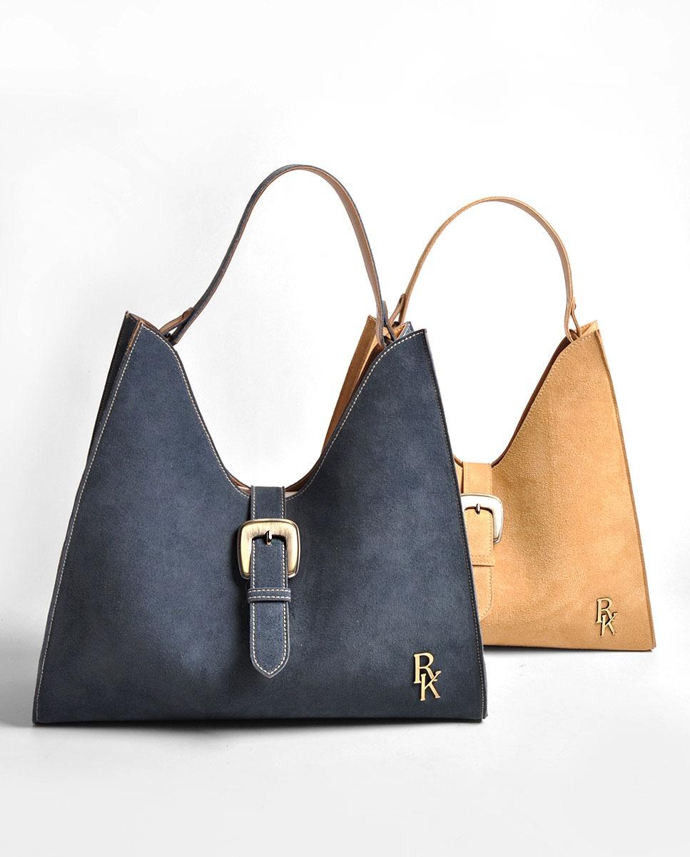 Mala Média em Suede Navy Azul-marinho-3