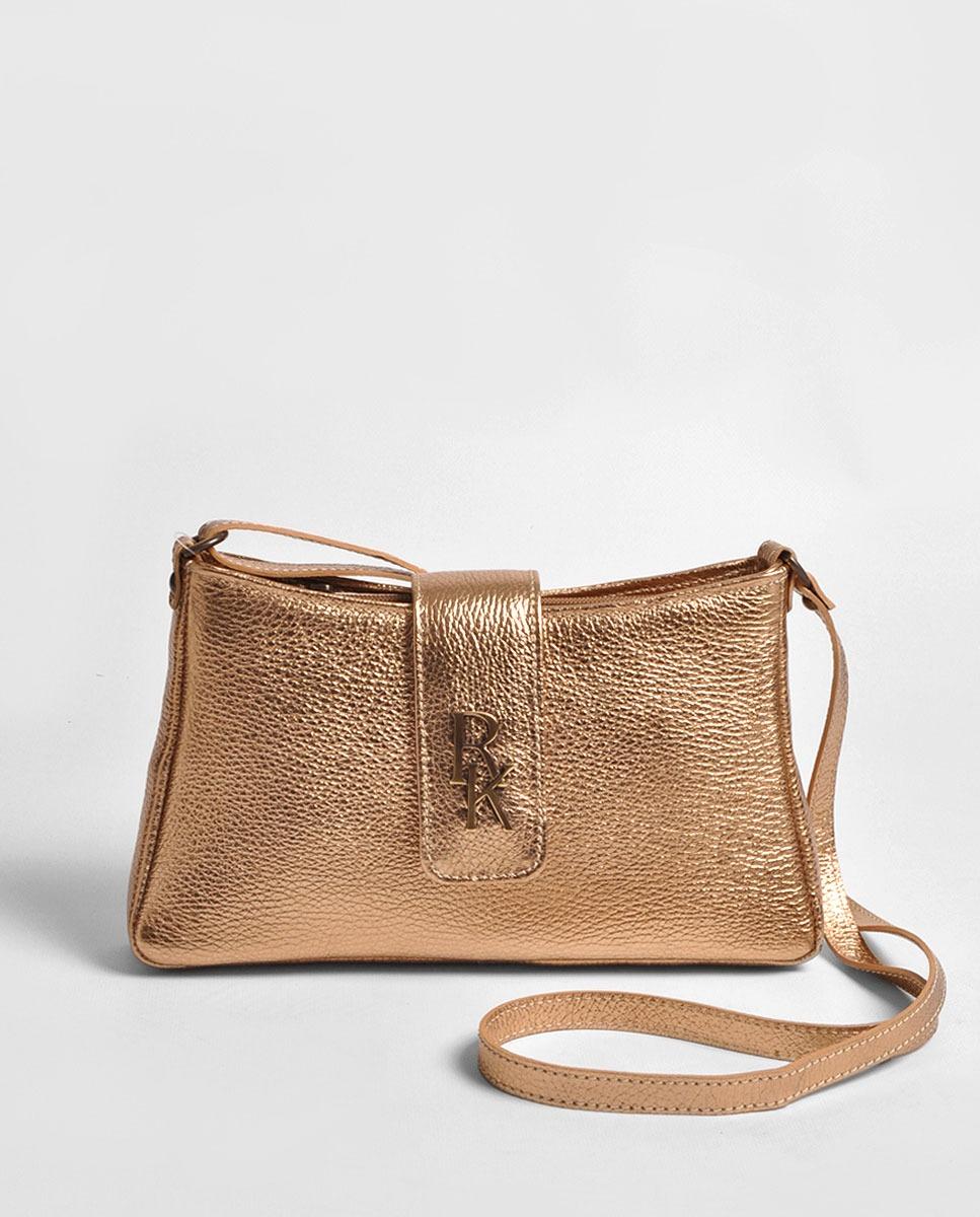 Imagem 0 de Mala Pequena em Pele Laminado Bronze Claro