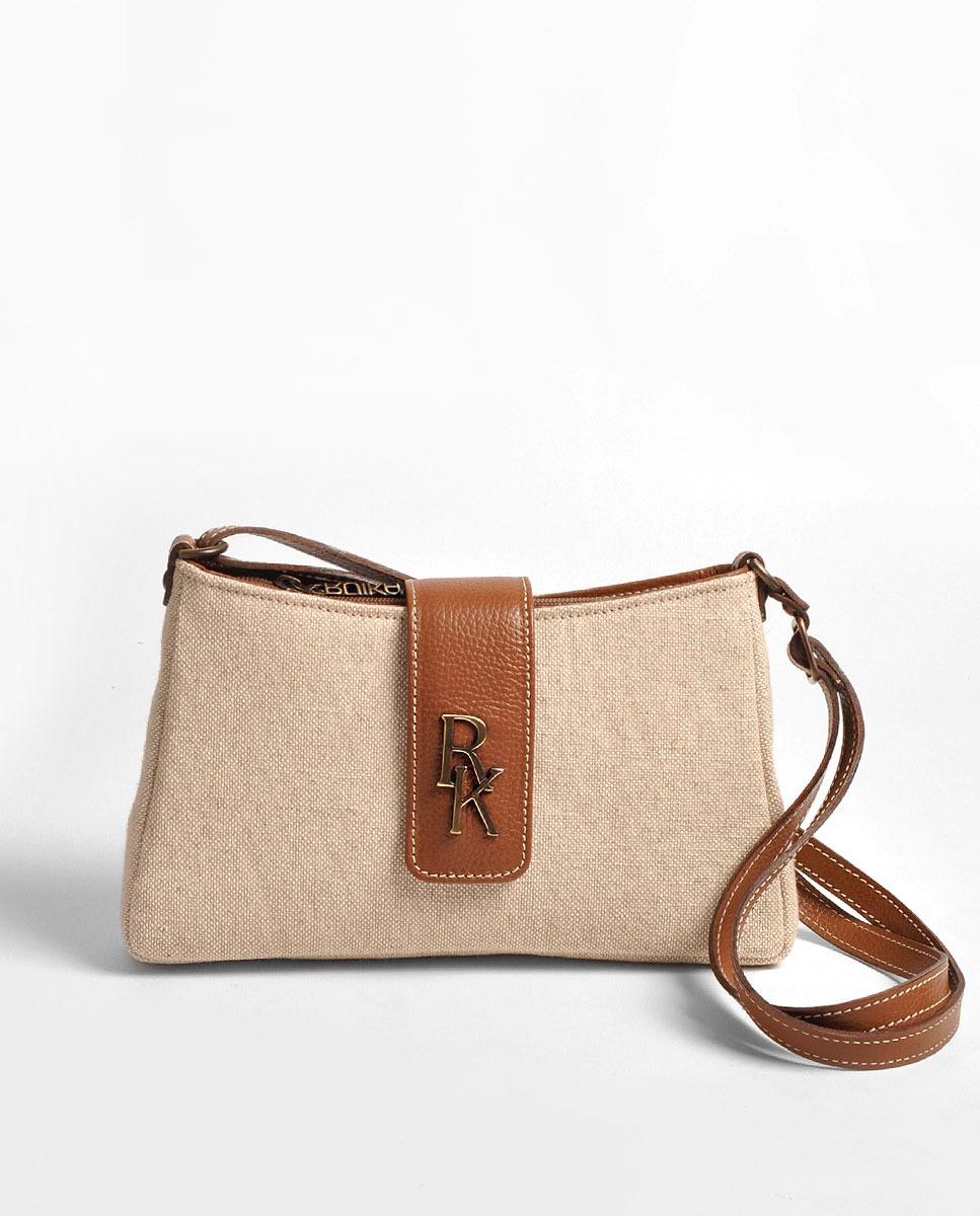 Imagem 0 de Mala Pequena em Linho Bege/Tabaco