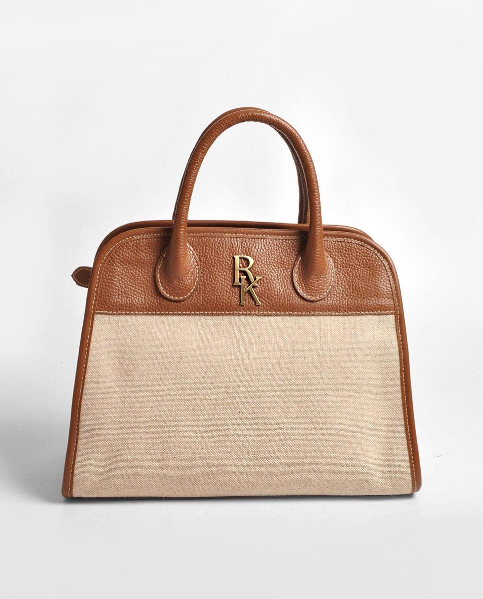 Imagem 0 de Mala Grande em Linho Bege/Tabaco