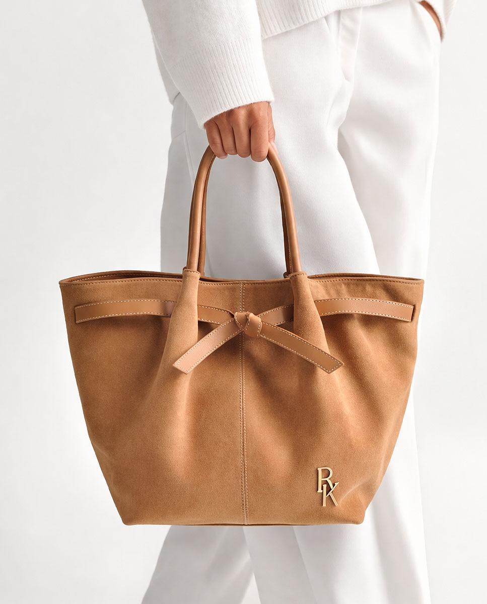 Mala Grande em Suede Sacco Taupe-2