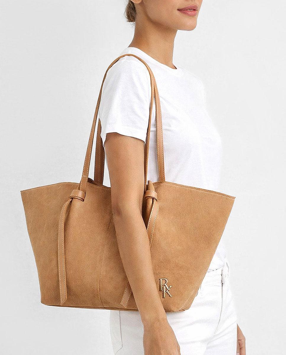 Mala Grande em Suede Sacco Taupe-2