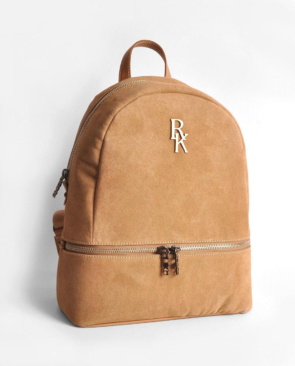 Mochila Grande em Suede Sacco Camel-2