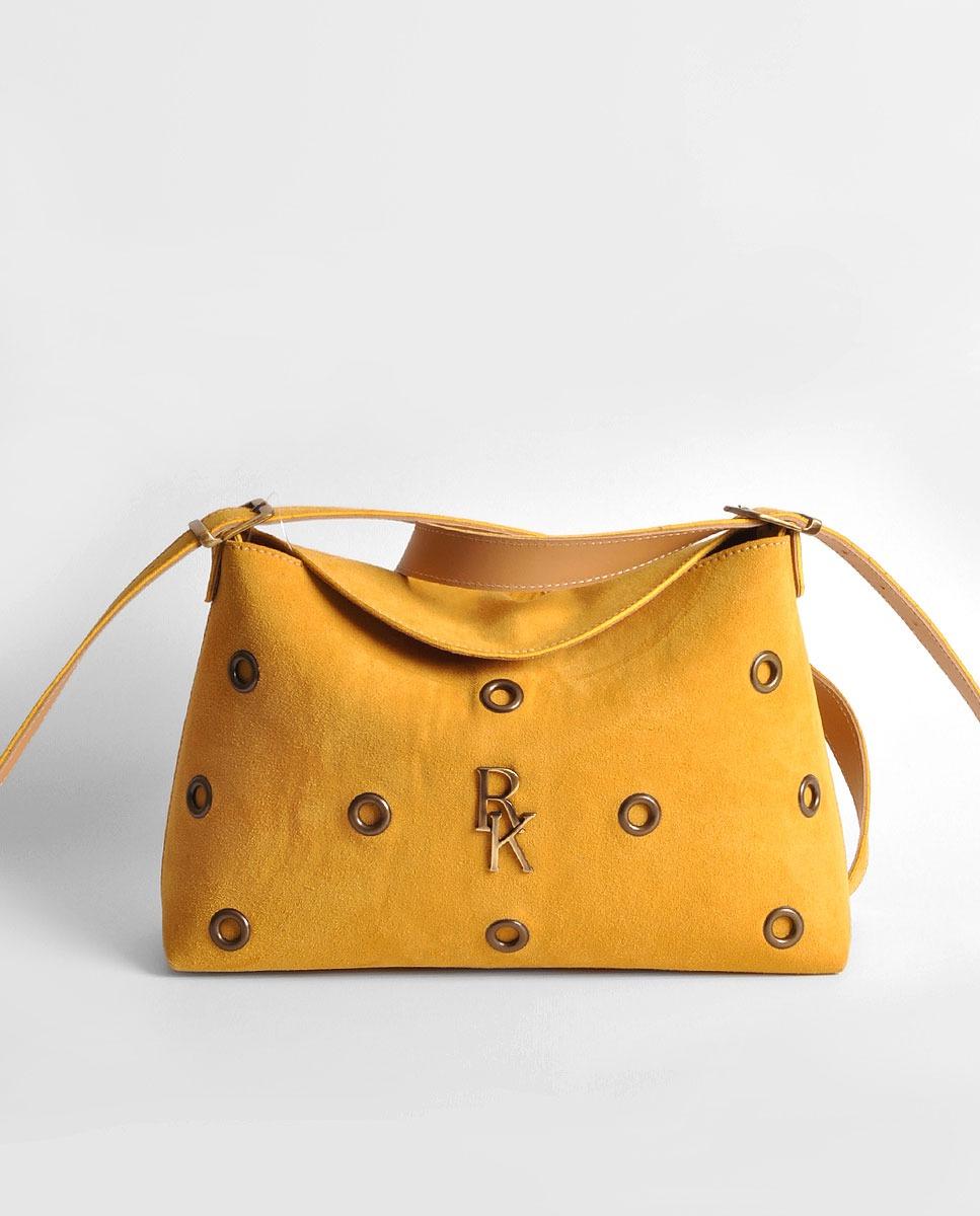 Imagem 0 de Mala Pequena em Suede Amarelo