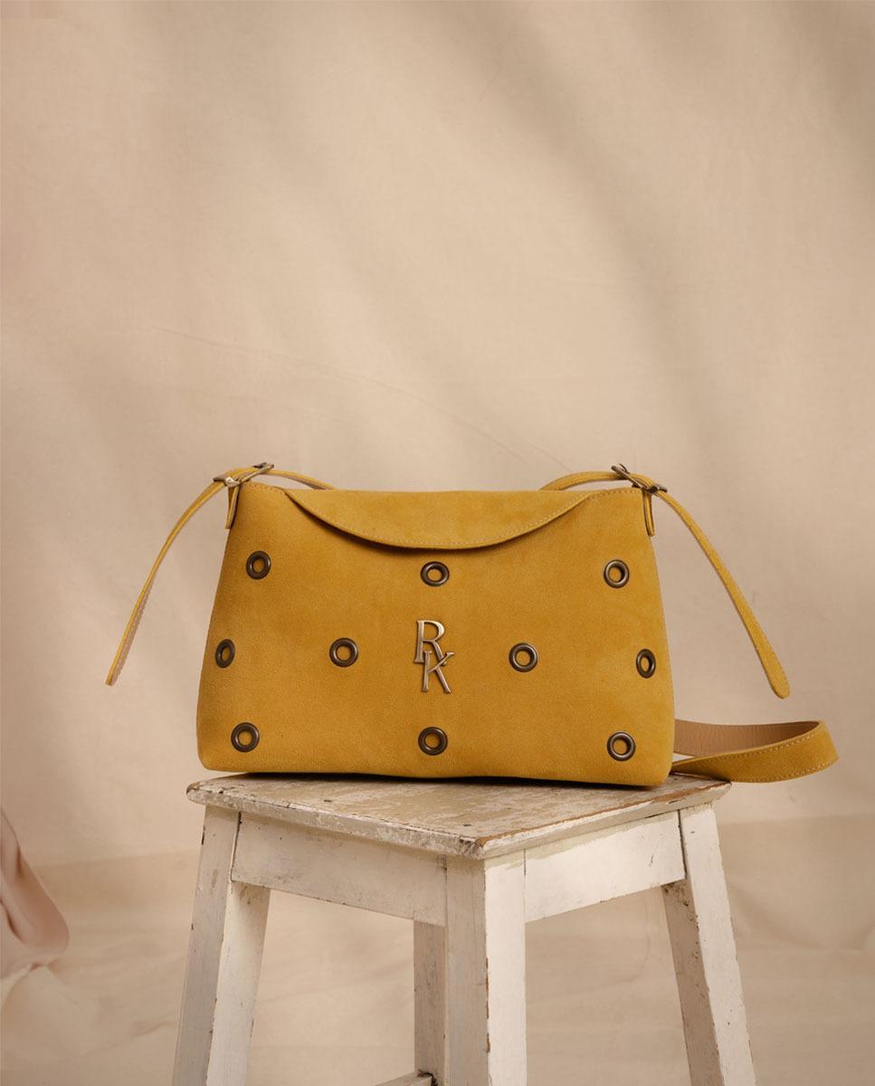 Mala Pequena em Suede Amarelo Amarelo-2