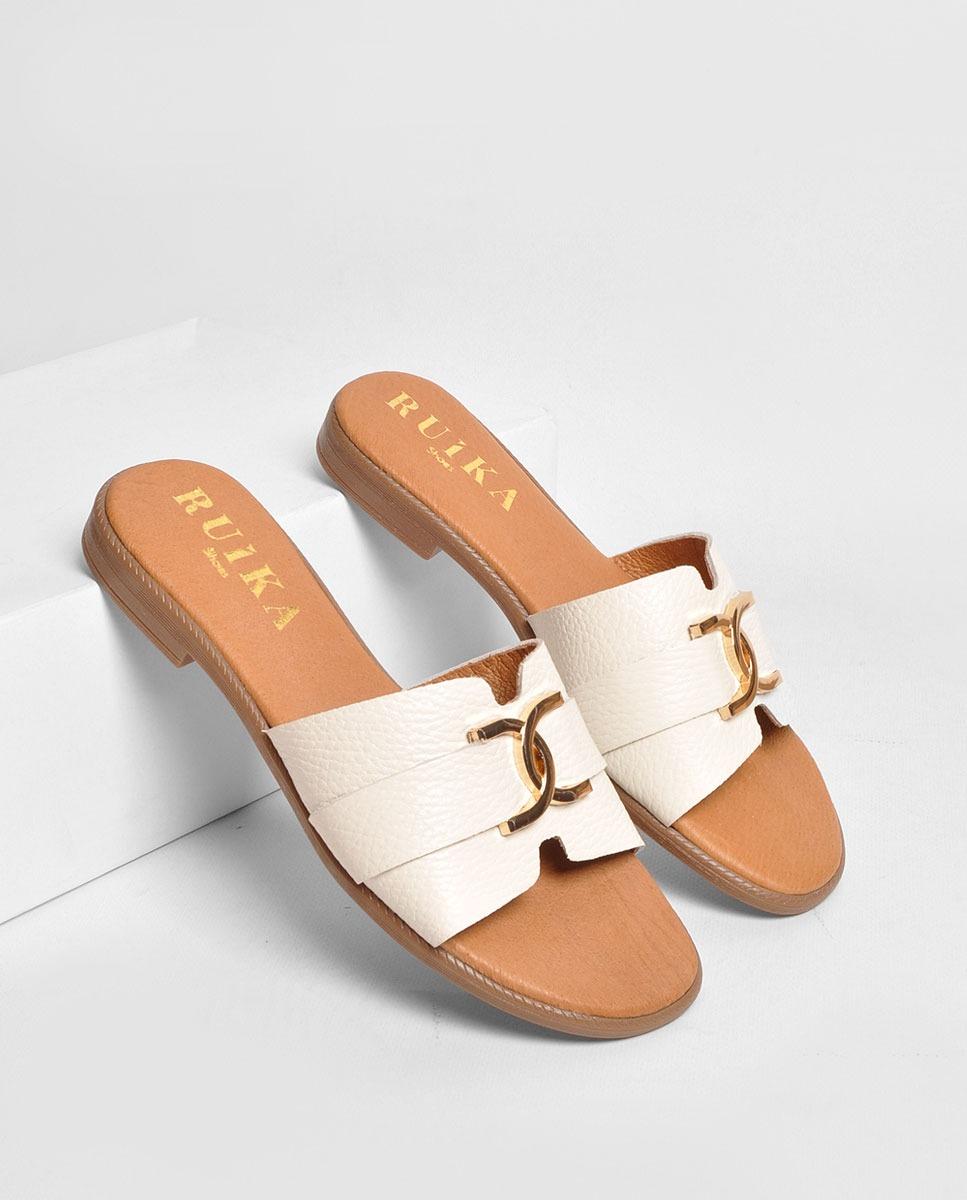Chinelo em Pele Branco-2