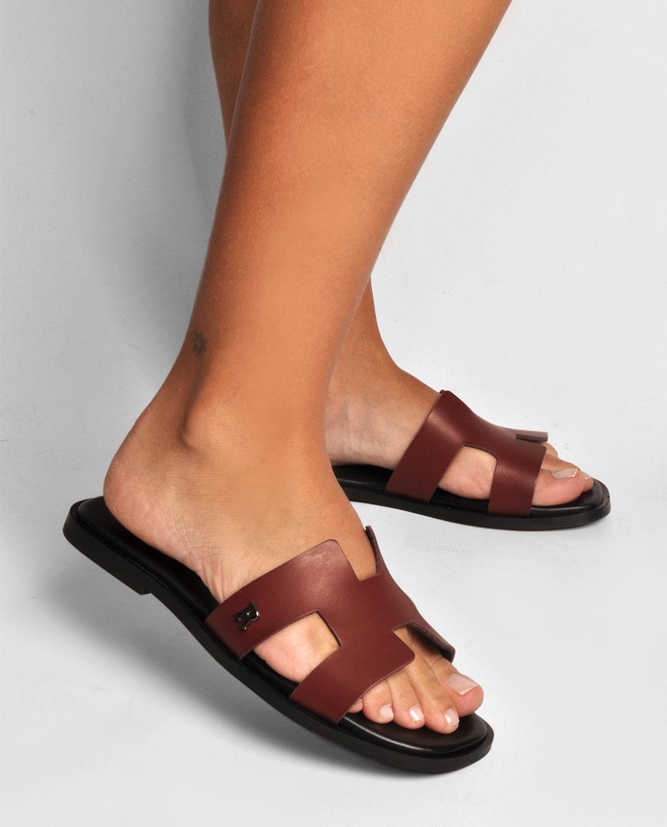 Chinelo em Pele Bordeaux Bordeaux-2