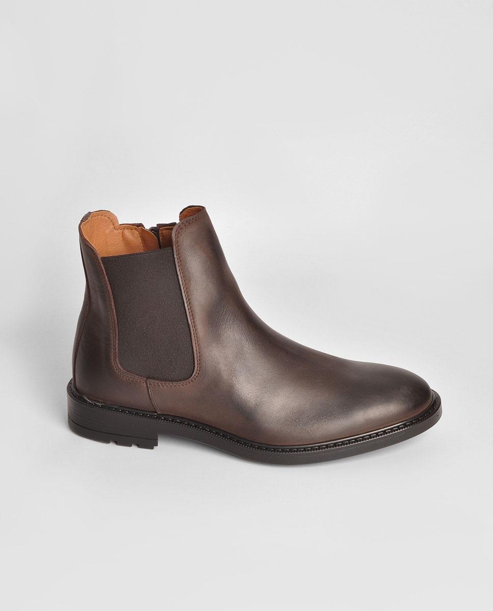Bota de Homem em Pele Nobuck Castanho Escuro Castanho-2