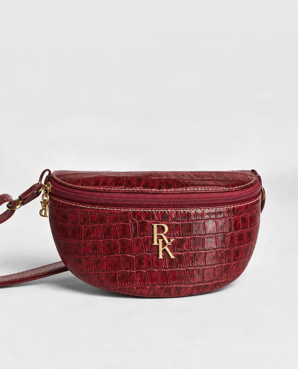 Imagem 0 de Bolsa de Cintura Pequena em Pele Croco Bordeaux