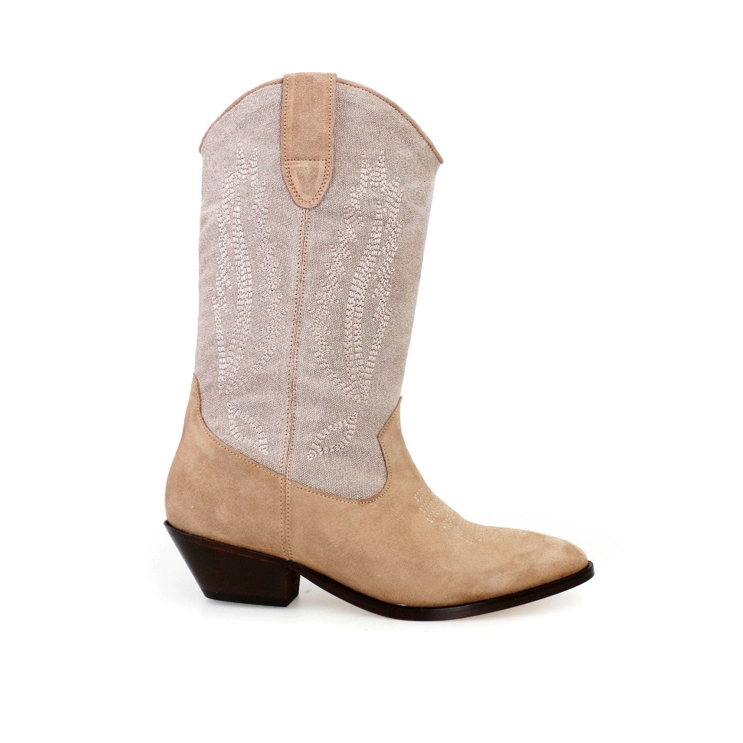 Imagem 0 de Bota de mulher Catarina Martins em camurça e canva Bege