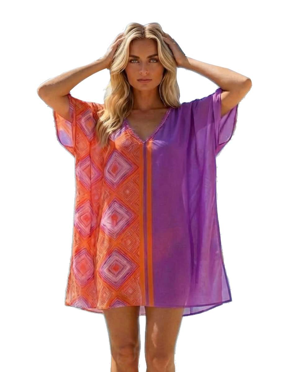 Imagem 0 de Kaftan curto super suave com um padrão losango exóticos