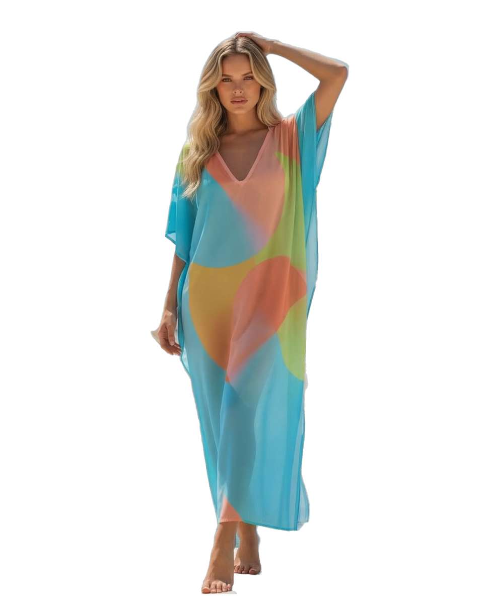 Imagem 0 de Kaftan comprido super suave com um padrão abstrato