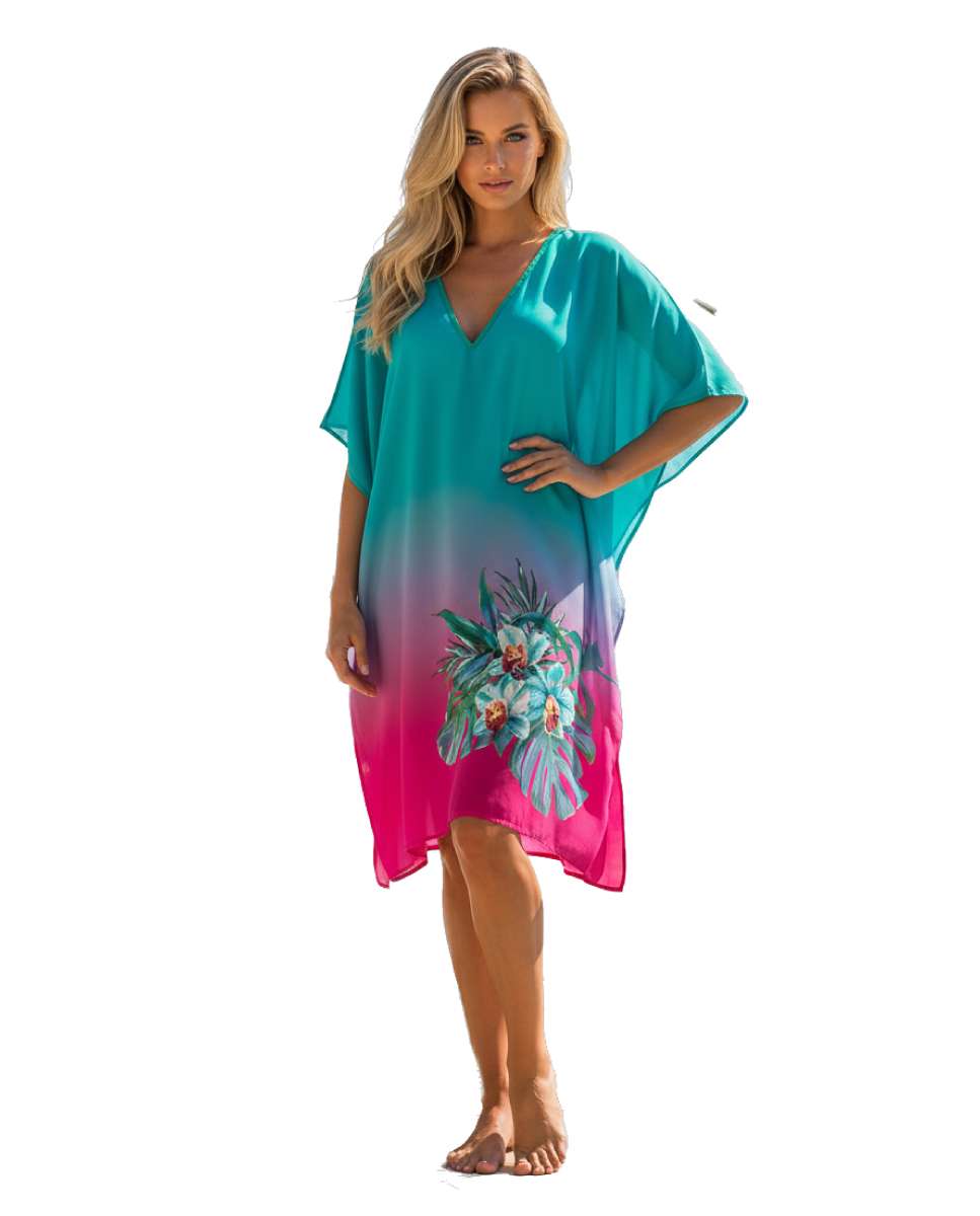 Imagem 0 de Kaftan curto super suave com flores