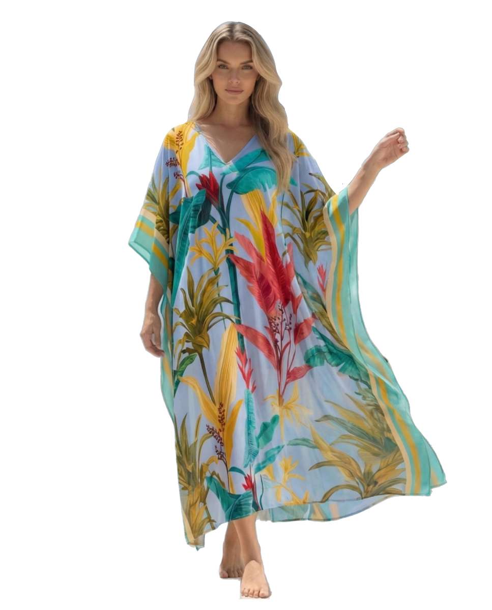 Imagem 0 de Kaftan comprido super suave com um padrão folhas