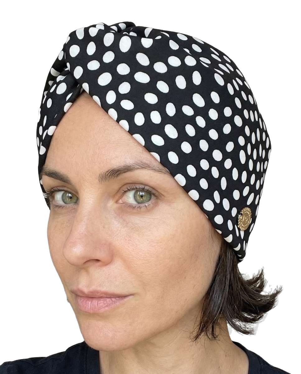 Turbante em Malha Fundo Bolinhas Multicolor-2