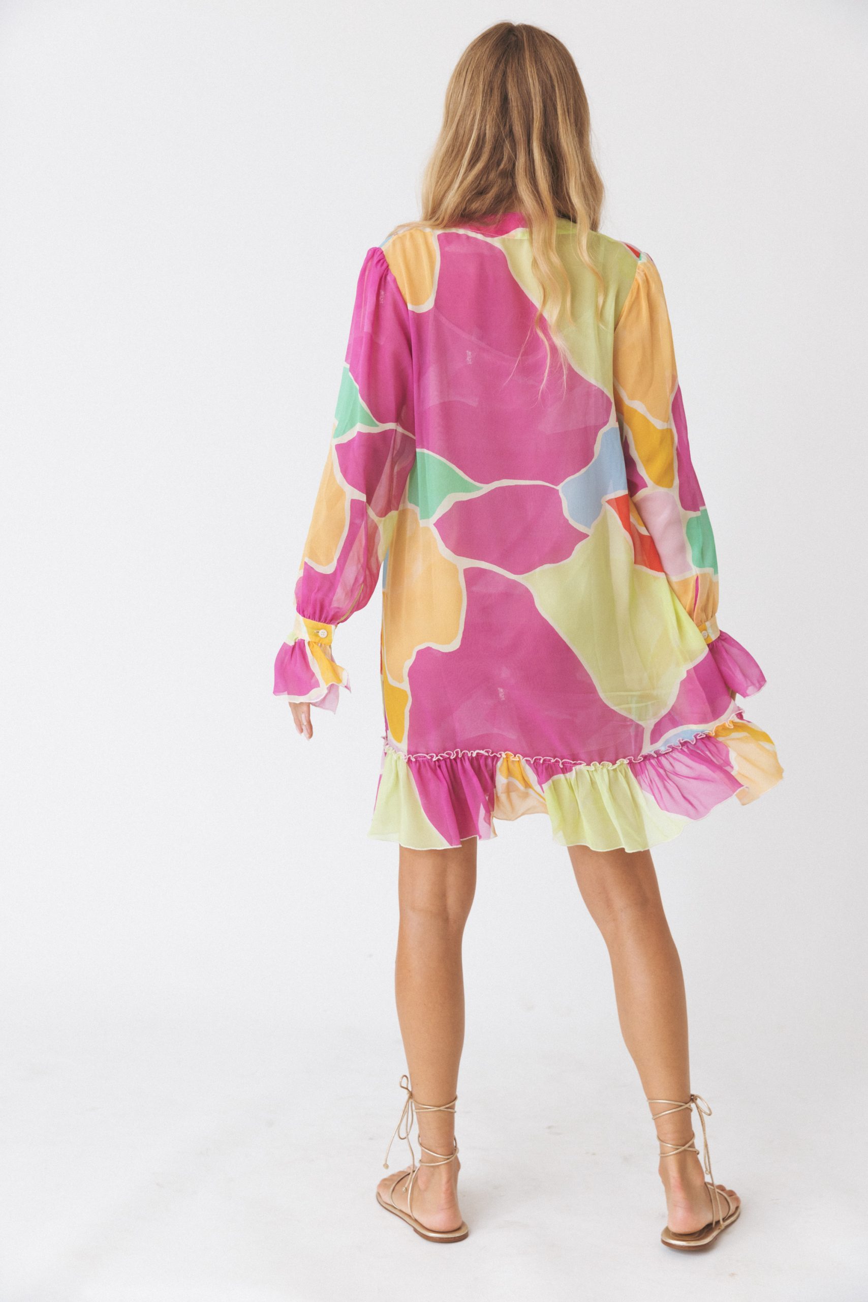Vestido Fluído em Seda Multicolor-4