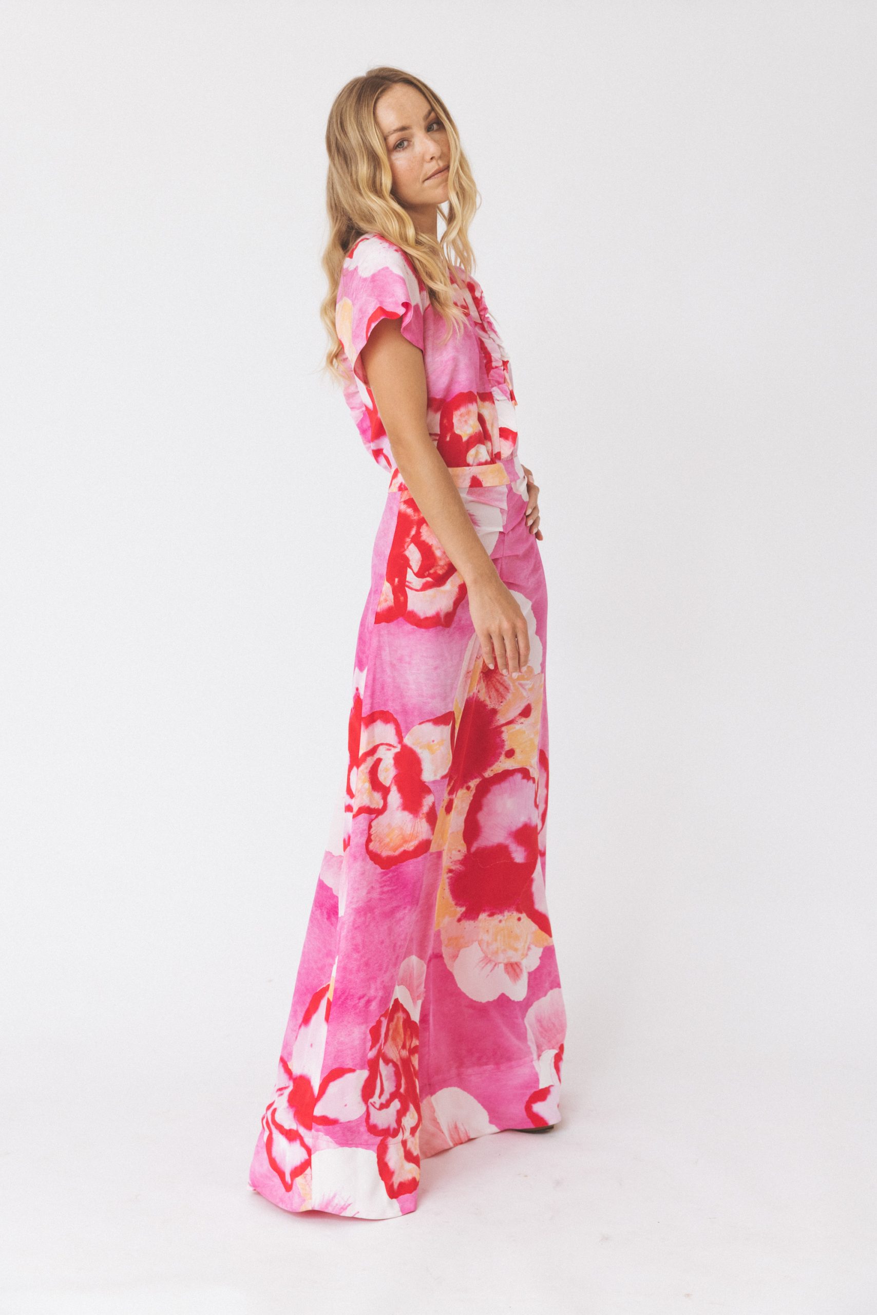 Vestido Maxi em Seda Floral Multicolor-3