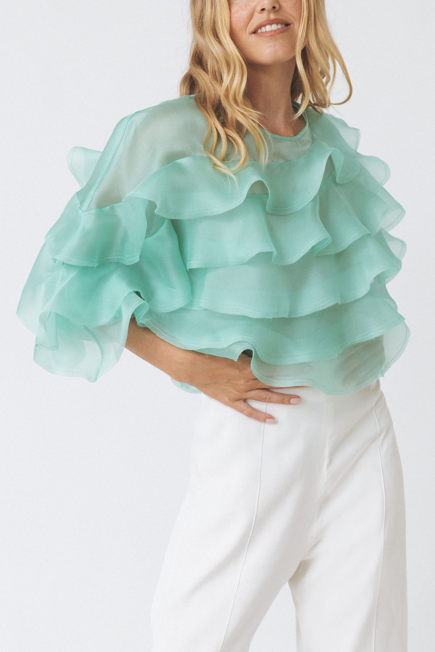 Blusa Folhos Volumosa Verde-claro-2