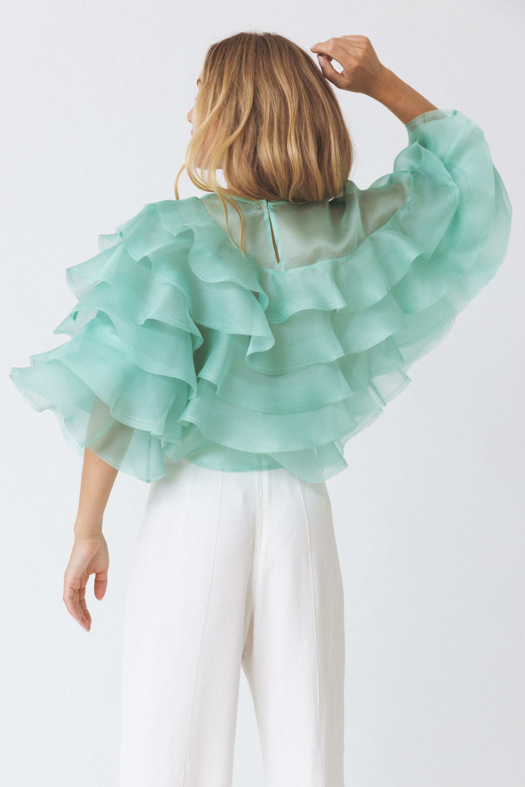 Blusa Folhos Volumosa Verde-claro-5