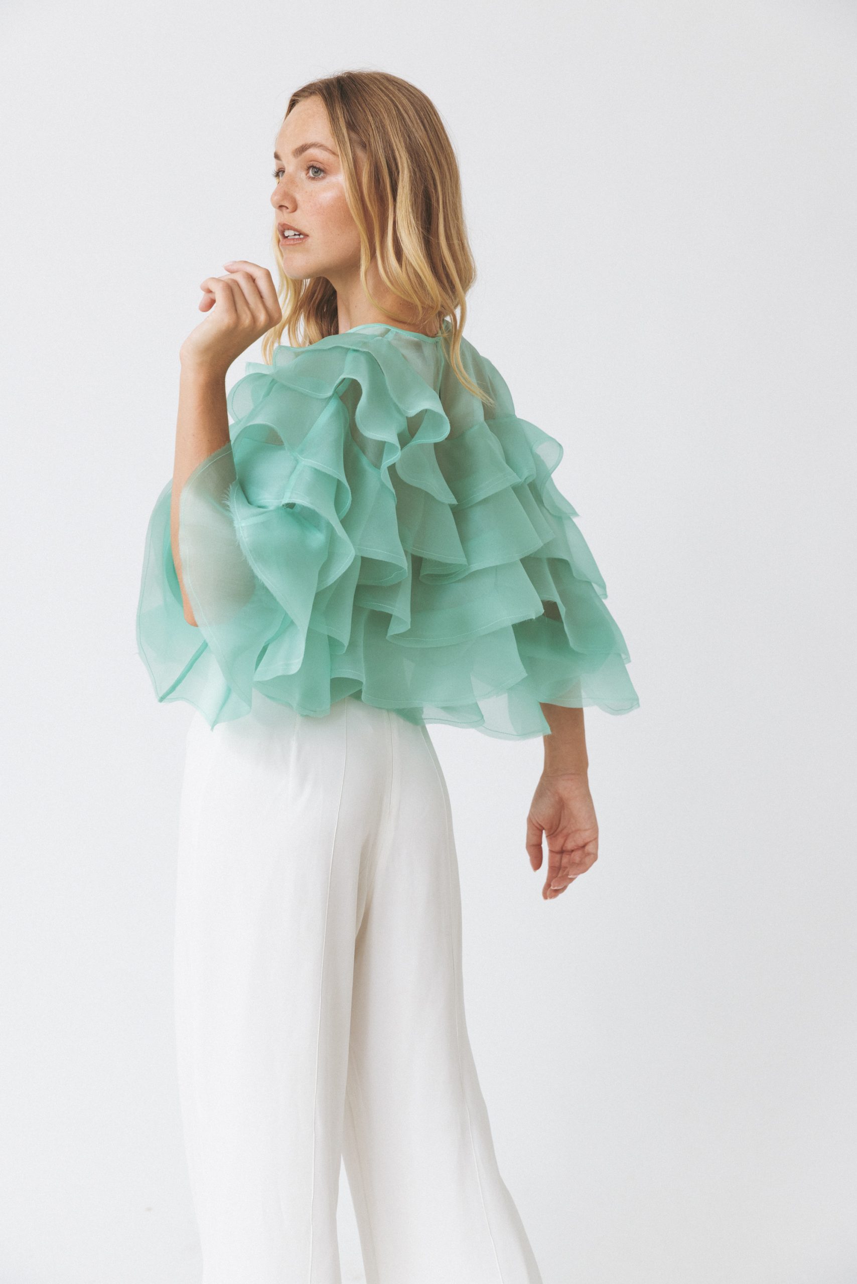 Blusa Folhos Volumosa Verde-claro-6