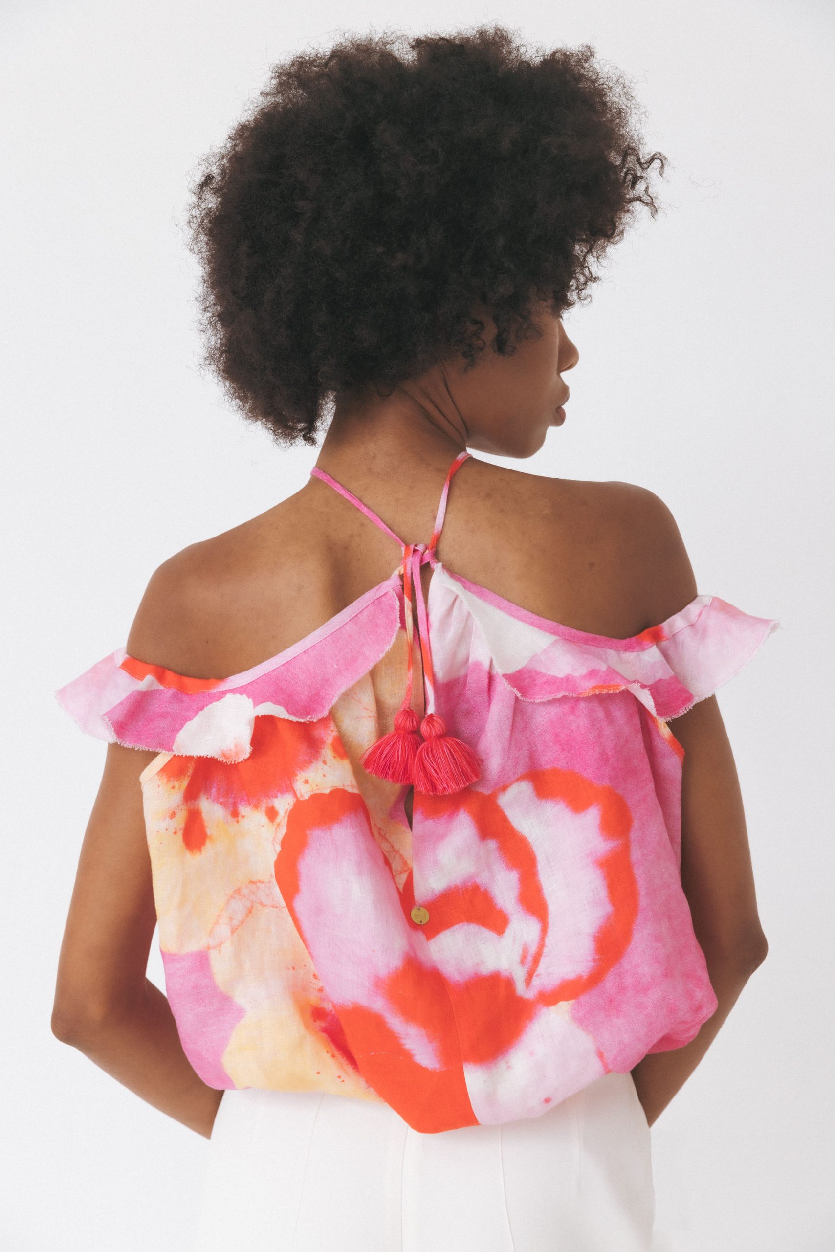 Blusa Linho sem Ombros Multicolor-2