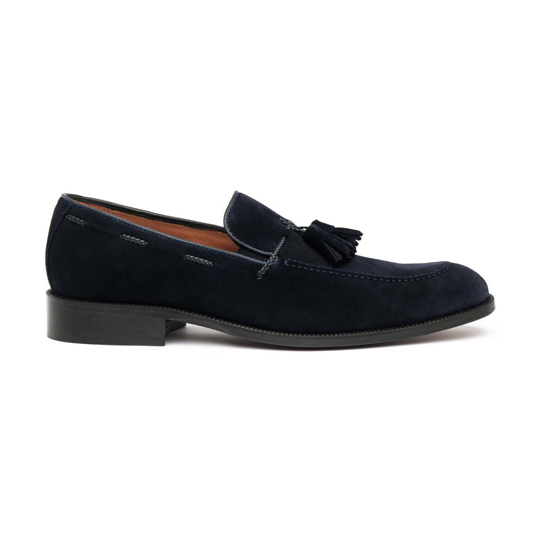 Sapato mocassin de homem em camurça azul marinho Azul-marinho-2