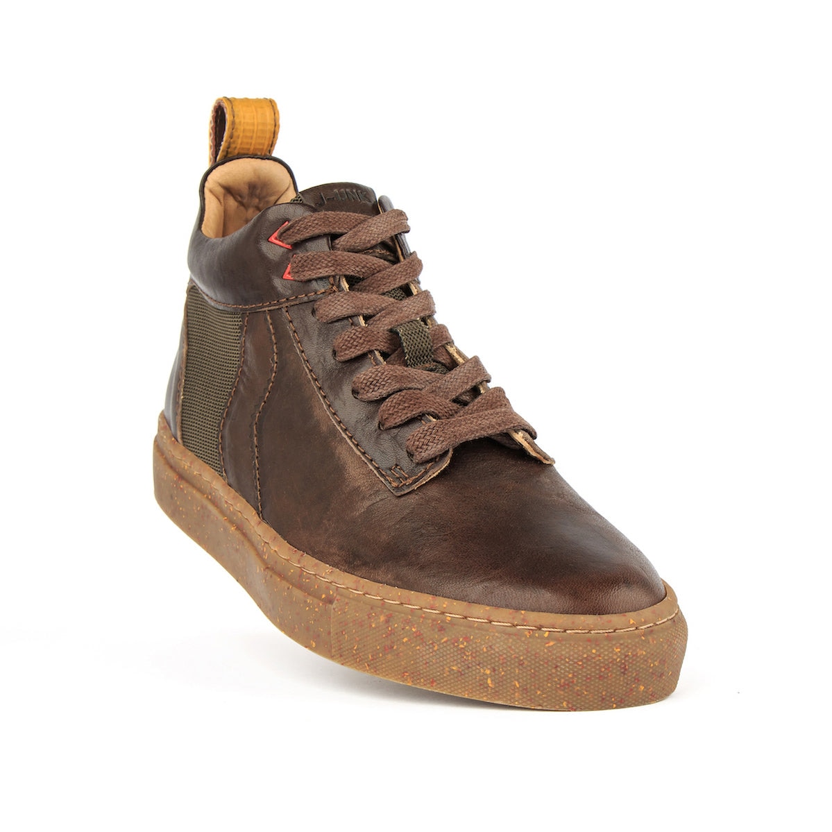 Sapatilhas hightop "Unisexo" em pele de curtimenta vegetal castanhas Amarelo-2