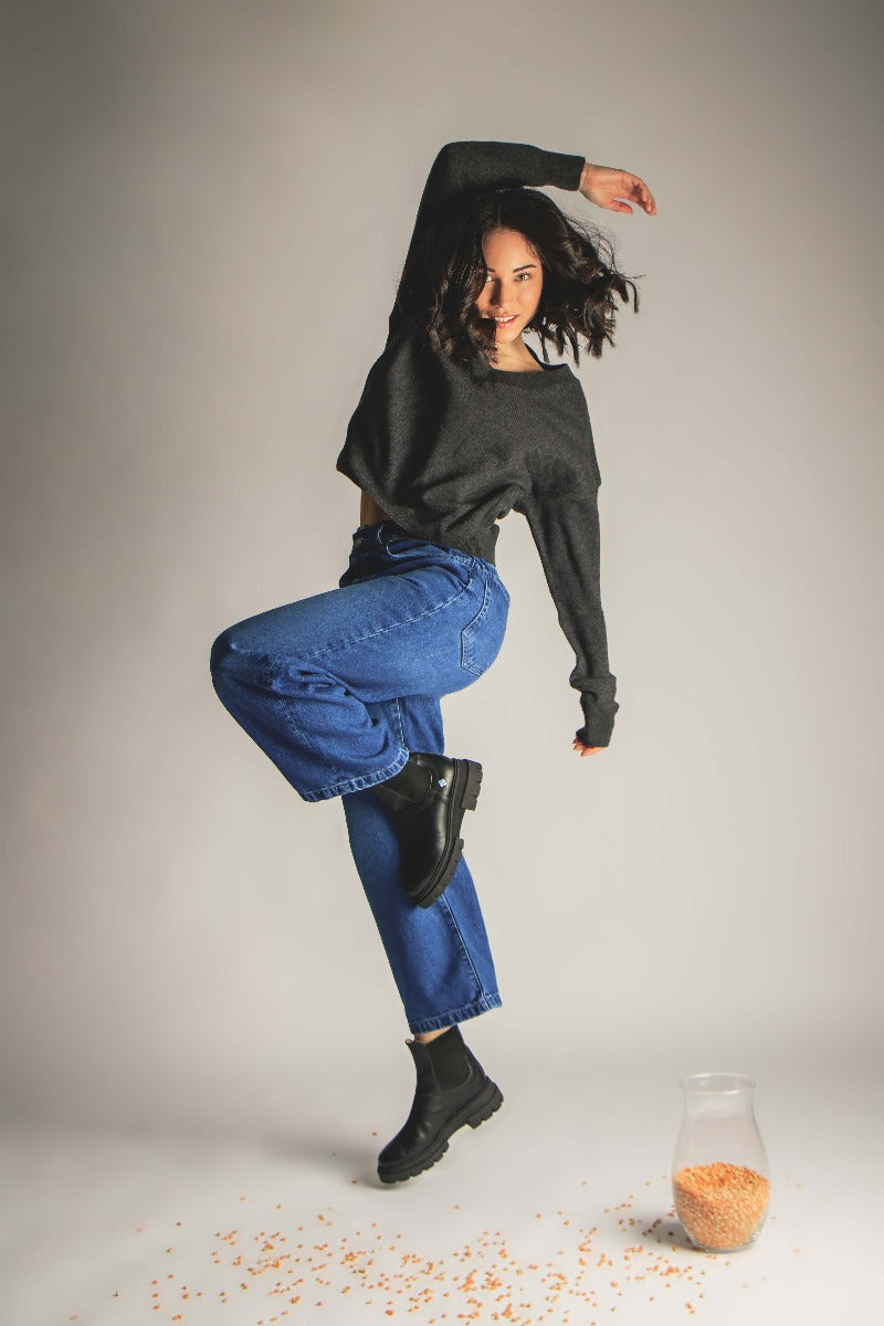 Botins estilo chelsea vegan de senhora pretos Preto-2