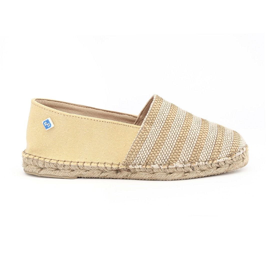 Alpercatas vegan amarelas de senhora com padrão listrado Amarelo-1