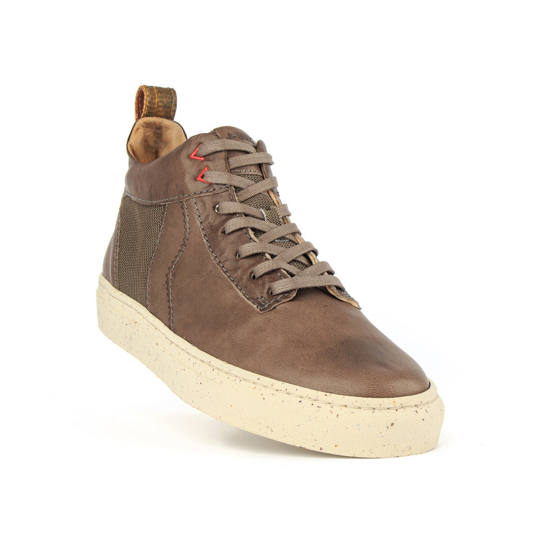 Sapatilhas hightop "Unisexo" em pele de curtimenta vegetal cinzentas Amarelo-2