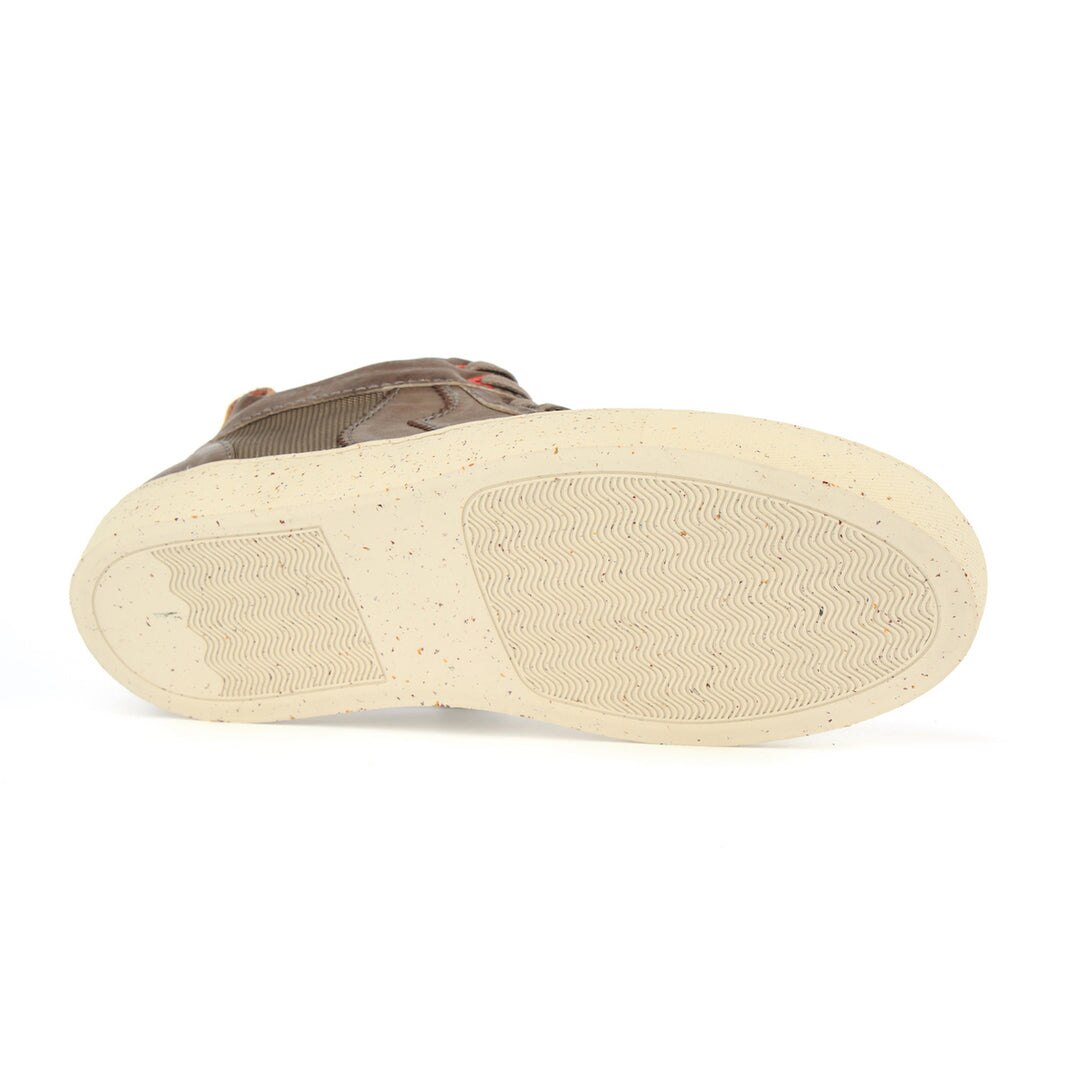 Sapatilhas hightop "Unisexo" em pele de curtimenta vegetal cinzentas Amarelo-4