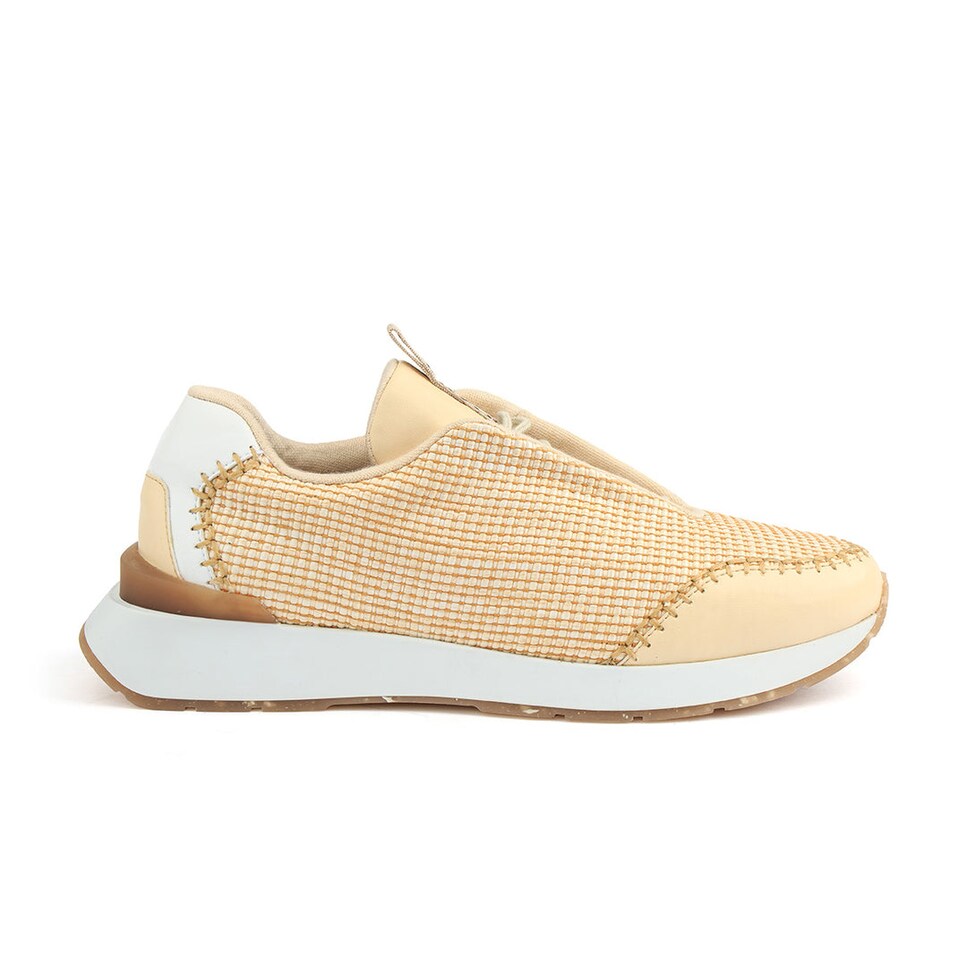 Sapatilhas vegan de senhora beges com atacadores Amarelo-1