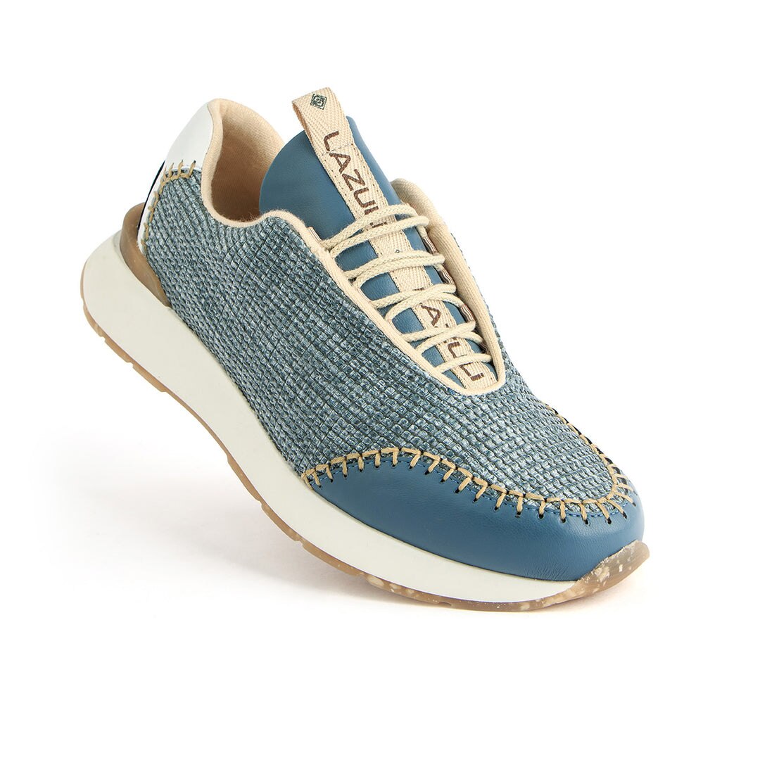 Sapatilhas vegan de senhora azuis com atacadores Azul-2