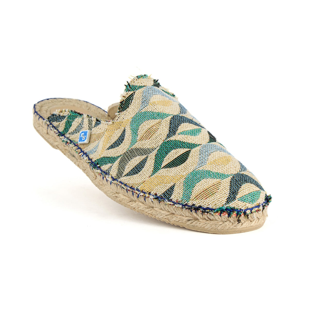 Mules vegan de senhora azuis com padrão frontal Azul-2