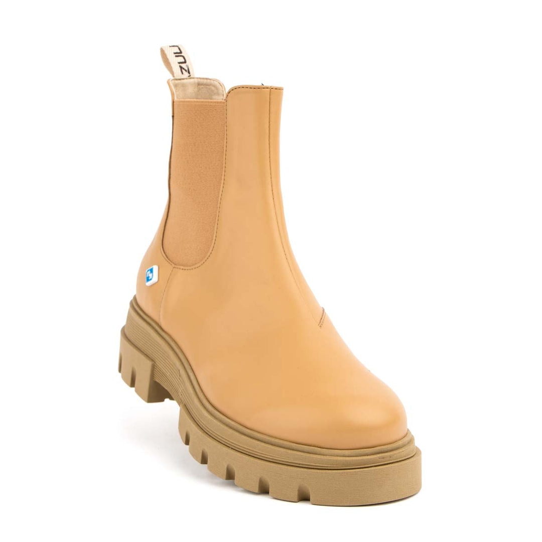Botins de senhora vegan camel estilo chelsea Camel-2