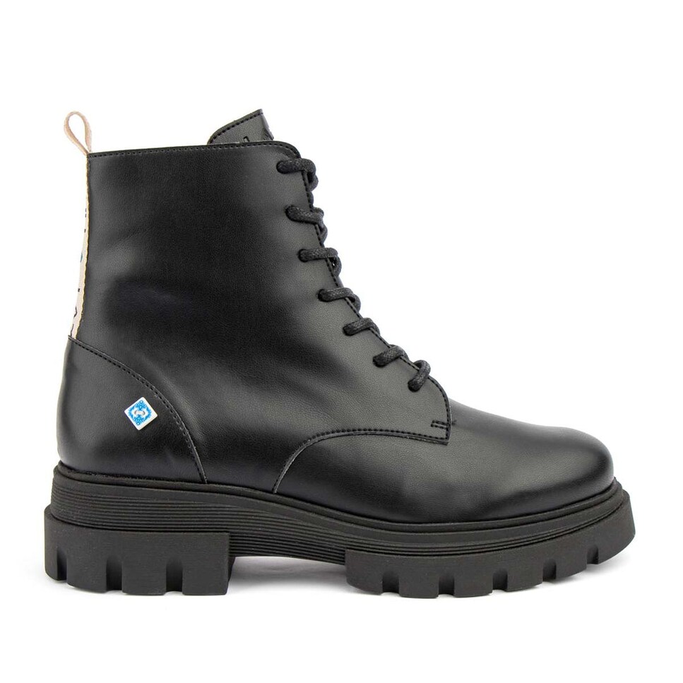 Botins de senhora vegan pretos estilo militar Preto-1