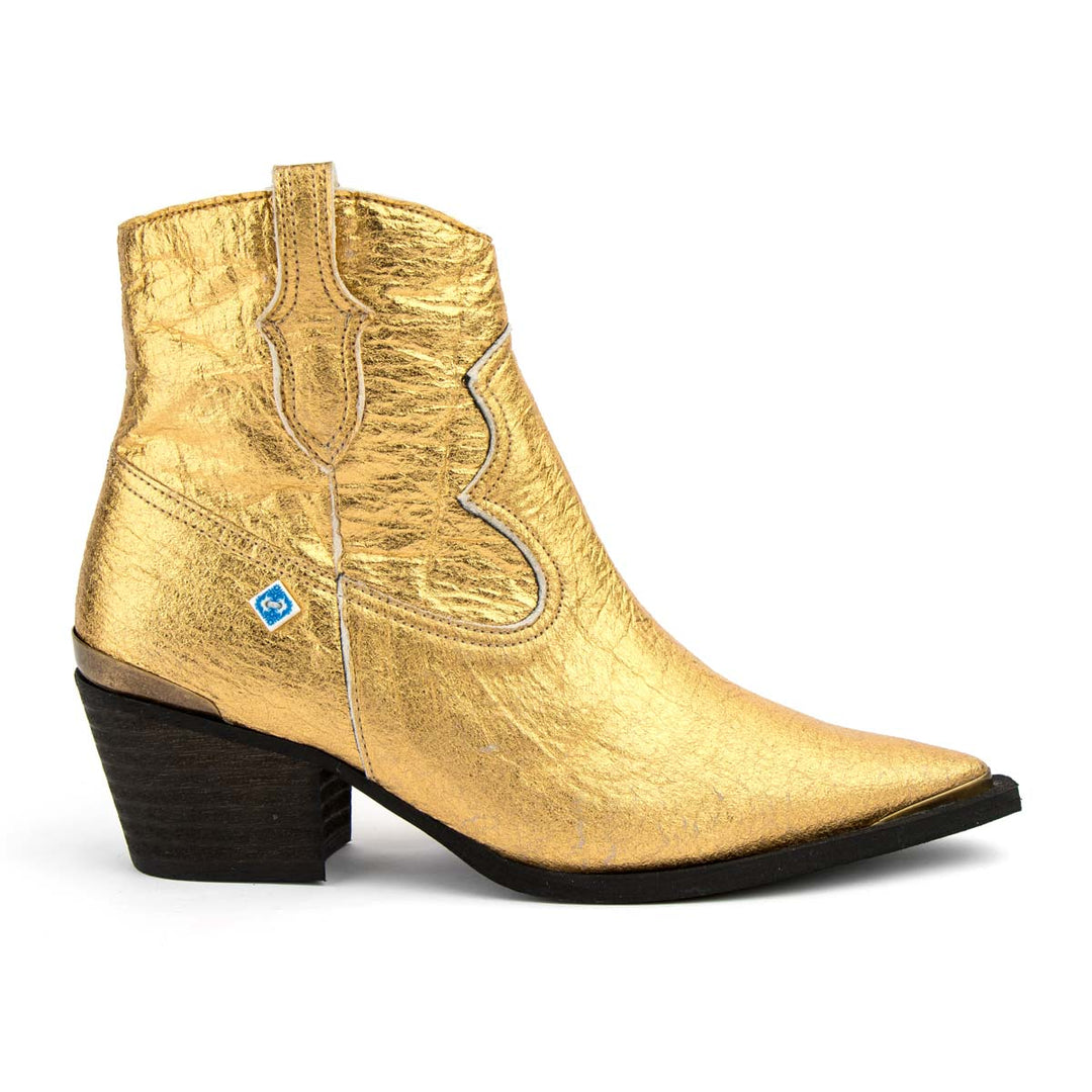 Botim texano vegan de senhora dourado Gold-1