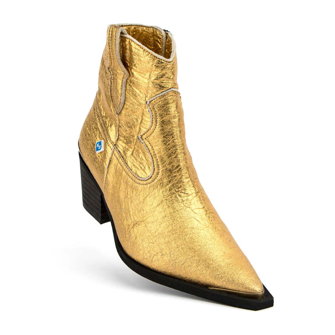 Botim texano vegan de senhora dourado Gold-2