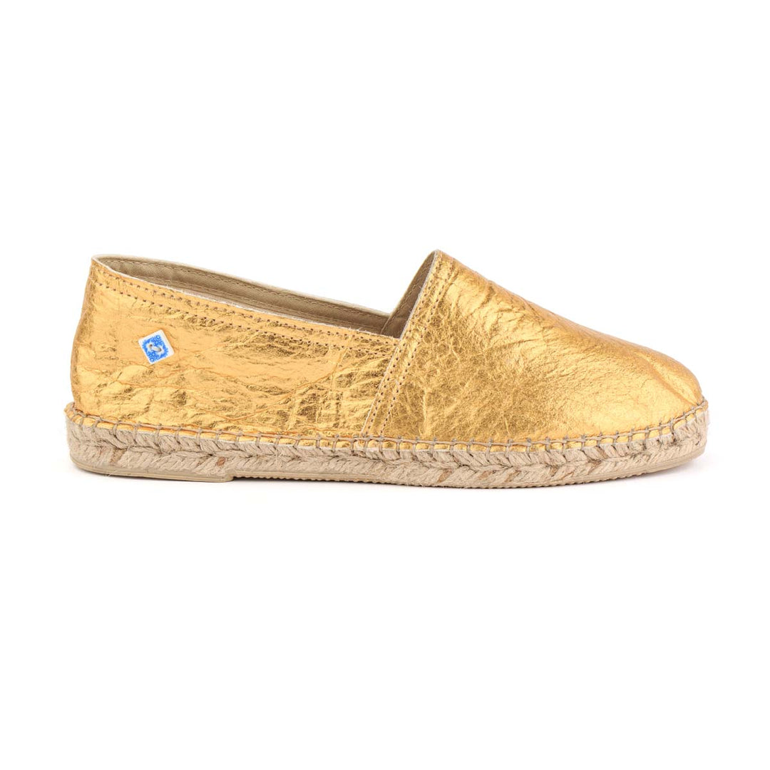 Espadrille vegan dourada de senhora feita com piñatex Gold-1
