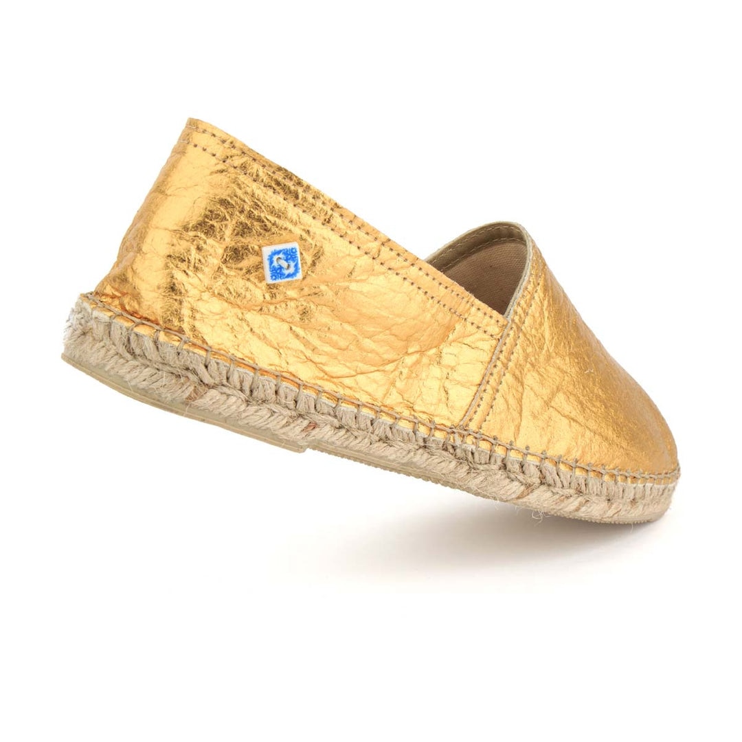 Espadrille vegan dourada de senhora feita com piñatex Gold-3
