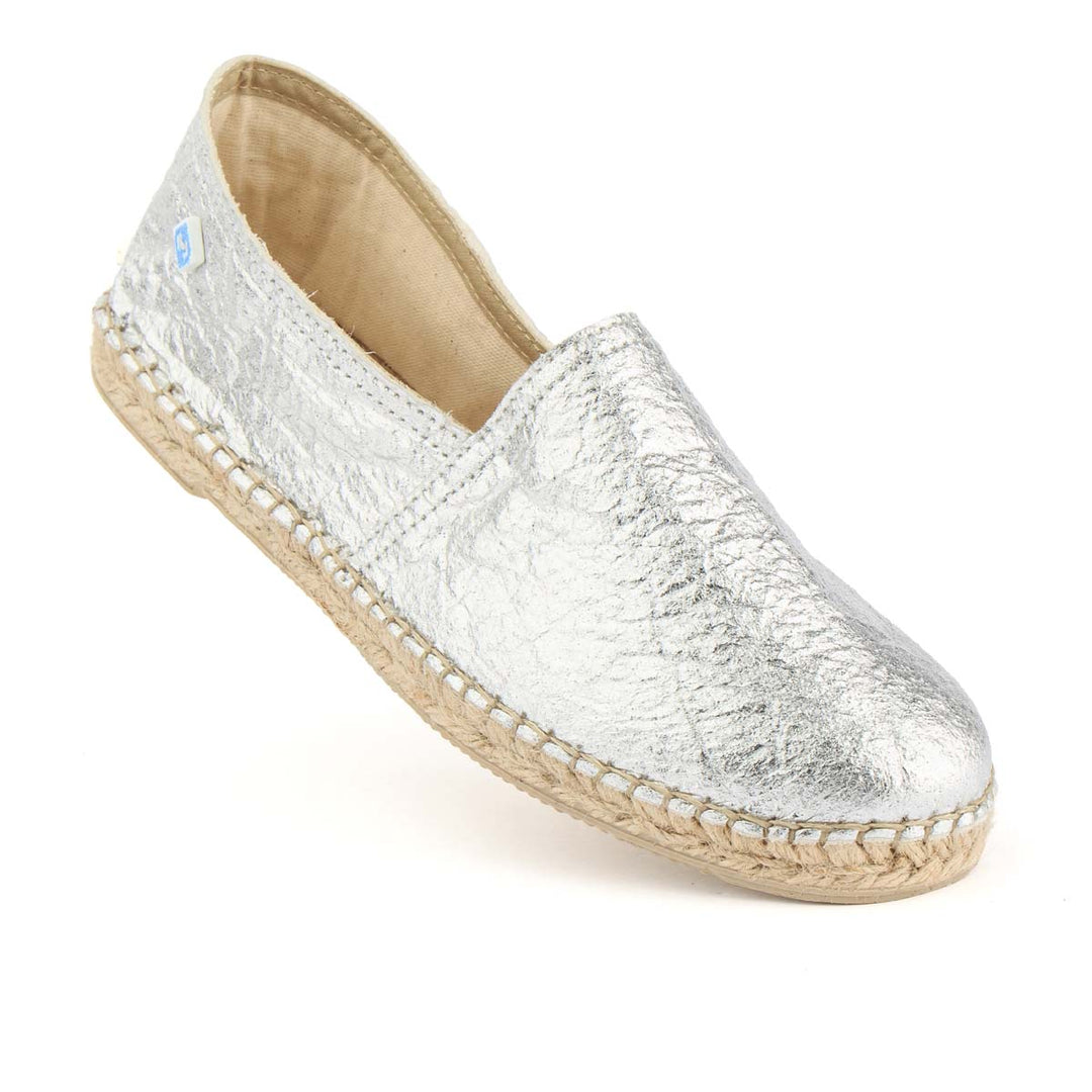 Espadrille vegan prateado de senhora feita com piñatex Prateado-2