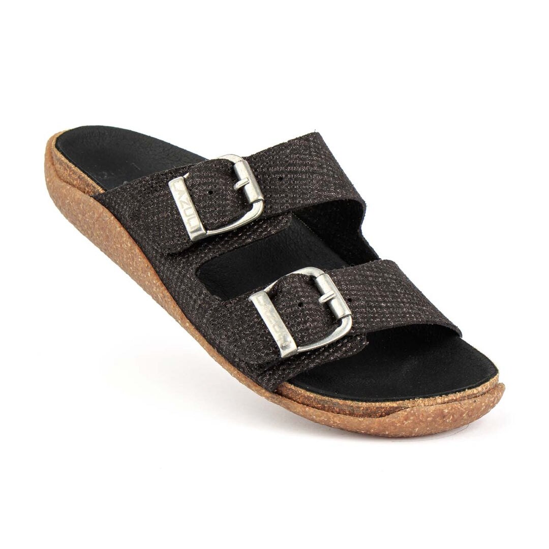 Sandália vegan preta de senhora com plantar de cortiça Preto-2